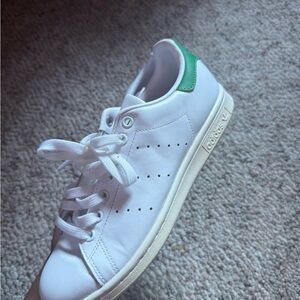 Adidas White and Green Stan Smith Sneakers